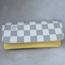 Authentic LOUIS VUITTON Leather Glasses Case Damier Azur Accessory Sunglass picture