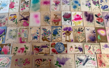 Lot of~60~Antique Postcards Airbrushed Embossed Greetings 1900's~in sleeves~s900 picture