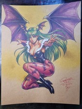Morrigan Aensland Original Fine Art Illustration Signed 8.5x11 COA  picture