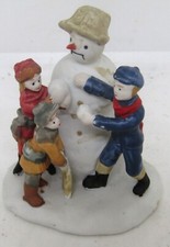 Vintage 1992 Lemax Christmas Building A Snowman Figurine Old World Village picture