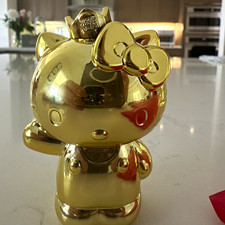 RARE Sanrio Hello Kitty Gold Metallic Plastic Figurine Burger King Promo picture