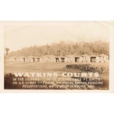 Watkins Courts Mountainburg Arkansas AR RPPC Real Photo Postcard 1946 Route 71 picture