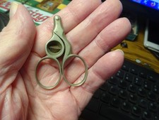 ANTIQUE 19th CENTURY NICKEL PLATED POCKET CIGAR CUTTER SCISSORS picture
