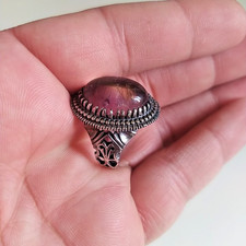 Ancient Vintage Victorian Sterling Silver Ring Natural Amethyst stone Size 8 picture