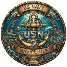 US Navy 2nd Fleet Chief Military Ballcap - USN Prior Service Trucker Cap picture