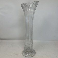 Antique 1889 Bryce Higbee & Co Swung Glass Vase Cut Log Or Ethol Pattern 13.75” picture
