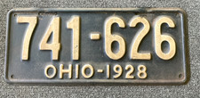 RARE 1928 OHIO LICENSE PLATE ORIGINAL PAINT CHEVY FORD DODGE ETC TOUGH  picture