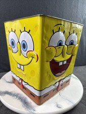 Vintage 2008 SpongeBob SquarePants Collectible Large Tin Storage Bin Decor Trash picture