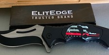 ElitEdge 8 Inch Folding Knife Black Aluminum Handle SS Blade New In Box picture