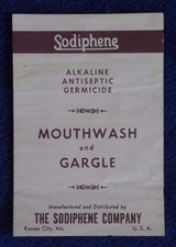 Vintage Sodiphene Mouthwash package insert, Nice dental collectible. picture