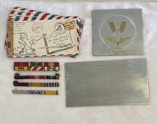 WWII Lt Robert Eckman 159th Inf Ribbons Illustrated Cover Victorville Army Lot picture