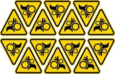 StickerTalk Hand Crush Warning Vinyl Sticker Sheet 1.5x1.5 in Yellow picture