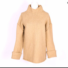 Dries Van Noten Beige Wool Nylon Knit Mock Neck Pullover Sweater Women S picture