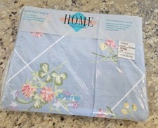 JCPenney Vintage Home Collection King Size Flat Sheet Blue Floral Christina NEW picture