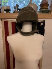 Vtg WWII 40s USN U.S. Navy Deck Hat Cap Chin Strap Wool PIlot Flight Winter picture