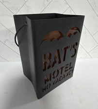 World Market Small Black Halloween Metal Bat's Motel Tea Light Holder  picture