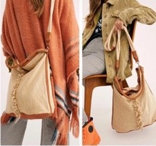 Free People Wilhelmina Summer Bucket Bag New Leather Cotton Large picture