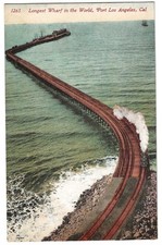 Los Angeles California c1910 Long Wharf at Port, Pacific Ocean, railroad train picture