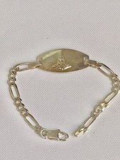 VTG Sterling Silver Figaro Link Chain Medical Alert  Bracelet Sz 7” picture