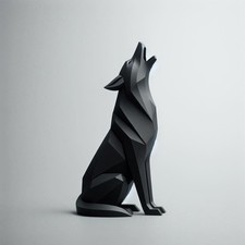 3D Printed Howling Wolf Sculpture, Minimalist Geometric Animal Figurine picture
