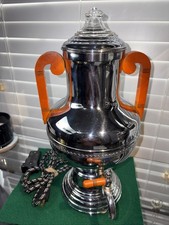 Vtg Keystonwear 138 Art Deco Chrome Coffee Urn Orange Bakelite Cord Working 3Ft picture
