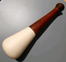 Vintage MORTAR & PESTLE Ceramic & Wood Pharmacy Apothecary HUGE 10” WH3 picture