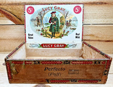 SALE 9/27  Vtg Antique Lucy Gray WoodCigar Box #2 - Womelsdorf PA Tobacciana picture
