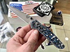 Benchmade 943 OSBORNE, RARE 💎  1/1  GORGEOUS Blue Rect. CF + TITANIUM CLASS picture