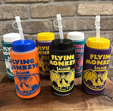 Lot Of 6 Vintage Flying Monkeys Saloon Cups Key West Sport Bottle Retro Duval St picture