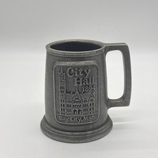 Vintage Carson Pewter Bay City Mich City Hall 1894 Mug Stein 5 Inch picture