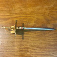 Vintage Decorative  Repro Double Edge Full Tang Metal Dagger, Gold Hilt Inlay13