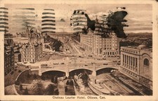 Ottawa Ontario - Chateau Laurier Hotel and Canal - Antique Postcard - circa 1912 picture