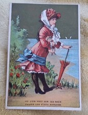 Kendall's Soapine Soap trade card girl Women Leaning Umbrella Providence RI picture