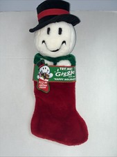 Vtg Dan Dee Red Christmas Stocking Plush Snowman Face Giggling Talking 22