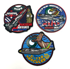PAKISTAN AIR FORCE- C-130&JF-17 RIAT AIRSHOW 2025 BUNDLE-HIGH QUALITY PVC PATCH picture