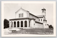 c.1940s Superior WI Cathedral Real Photo Christ the King RPPC Postcard Catholic picture