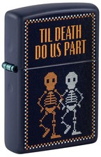 Zippo Til Death Do Us Part Design Navy Matte Windproof Pocket Lighter, 47119 picture
