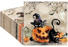 Quera 50 Pack Halloween Black Cat Pumpkin Disposable Paper 13