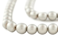 Antiqued Silver Round Natural Wood Beads 12mm Large Hole 16 Inch Strand picture