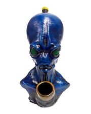 Aqua Alien Head Handmade Tobacco Smoking Hand Pipe Blue Fish Space UFO Sci Fi picture