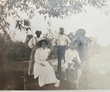 Vintage 1900s African American And White Family With Dog - Group Photo RPPC picture
