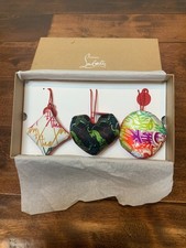 Christian Louboutin Authentic Trio 3 Satin Logo Christmas Ornaments New In Box picture