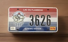 Lac du Flambeau Ojibwe Nation Tribal Embossed Licence Plate 3626 - Collectors picture