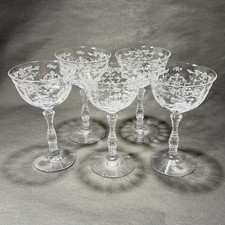 Fostoria Navarre Clear Liquor Cocktail Glasses Set/5 Etch 327 Vtg Crystal AsIs picture