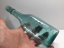 Antique Rich Aqua Burst Top Fletchers Tomato Sauce Bottle. picture