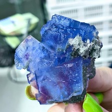 76G Natural Crystal Rare transparent blue cubic fluorite sample/China picture