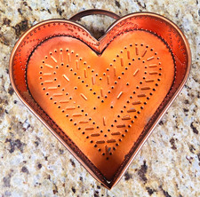 Vintage Heart Shaped Copper Food Mold  picture