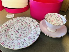 Royal Albert Rose Confetti Vintage China Tea Cup & Saucer &Plate Set✖️2 picture
