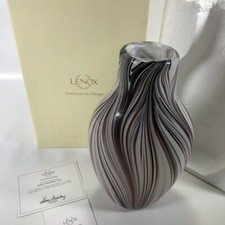 LENOX Zebra Whisper Art Glass Vase 10.625 in. (27 CM) Modern Design picture