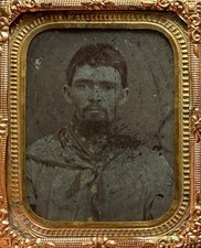 1/9th Plate Tintype Bandanna Wearing Soldier Or Cowboy Civil War Era picture